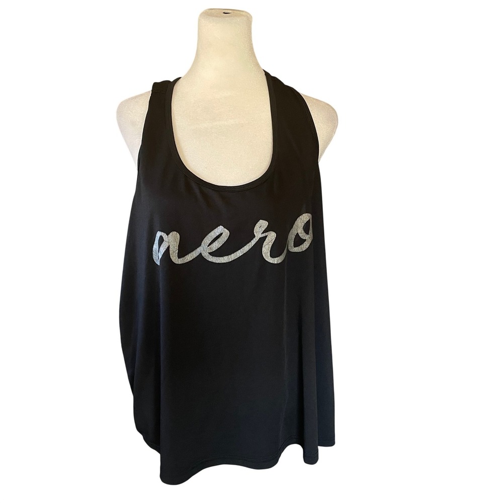 Aeropostale Womens Mesh Racerback Active Tank Top 1XL Black Gym Workout Sporty